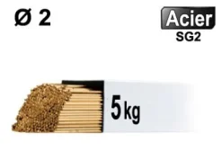 Baguettes métal d'apport TIG - ACIER - Ø 2 - Etui de 5kg