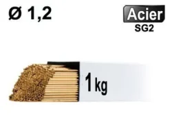 Baguettes métal d'apport TIG - ACIER - Ø 1,2 - Vrac 1kg