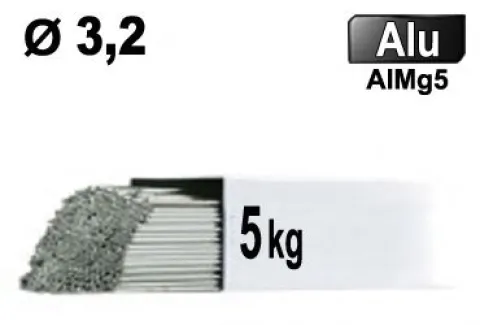 Baguettes métal d'apport TIG - ALU AlMg5 - Ø 3,2 - Etui de 5kg