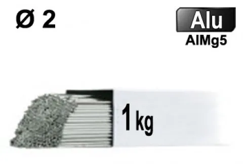 Baguettes métal d'apport TIG - ALU AlMg5 - Ø 2 - Vrac 1kg