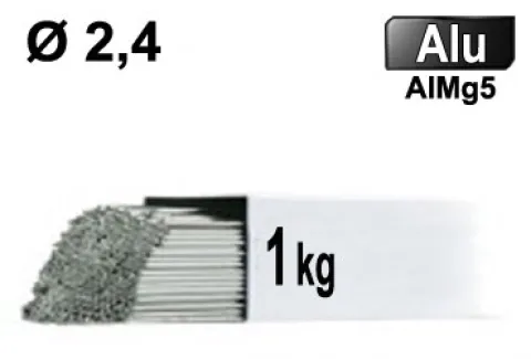 Baguettes métal d'apport TIG - ALU AlMg5 - Ø 2,4 - Vrac 1kg