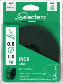 Bobine de fil plein D 100 mm - INOX 316 LSi - D 0,8 - 1kg - SELECTARC