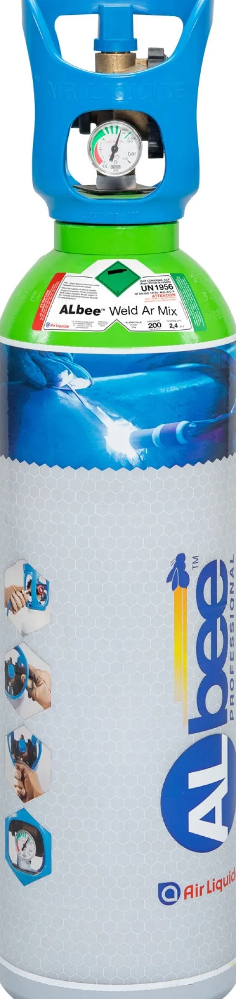 Bouteille ARGON+CO2 - ALBEE ARMIX 8% - 2,4 m3 AIR LIQUIDE - Détendeur intégré - B04