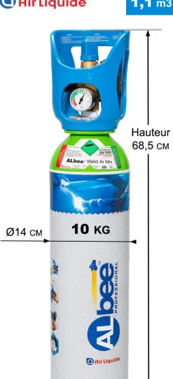 Bouteille ARGON+CO2 - ALBEE ARMIX 8% - 1 m3 AIR LIQUIDE - Détendeur intégré - B03