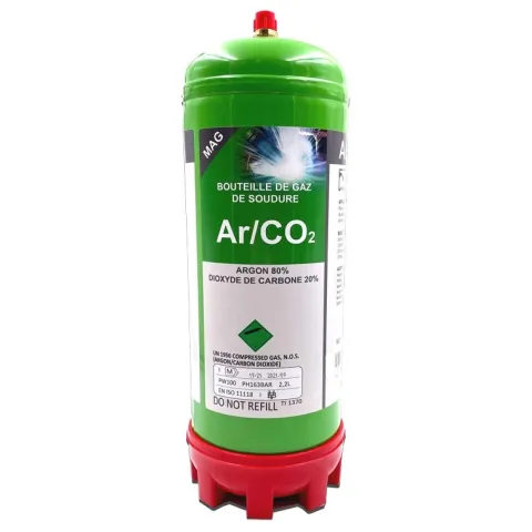 BOUTEILLE GAZ ARGON + CO2 jetable 2,2 Litres - Soudure acier inox