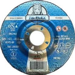 DISQUE A EBARBER METAL 125X1,6X22 ~ BOMBÉ~ FIL°FLEX