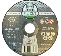 DISQUE A TRONCONNER EXTRA FIN METAL/INOX 125X1X22 FIL CUT