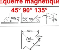 EQUERRE MAGNETIQUE - Epaisseur 25 mm - Côté 133mm