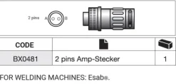 FICHE MALE TYPE AMPHENOL - STECKER 2 PLOTS - ESAB