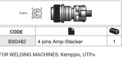 FICHE MALE TYPE AMPHENOL - STECKER 4 PLOTS - KEMPPI