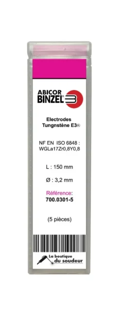 5 électrodes 150 mm, tungstène E3, Ø 3.2 mm - Lila - Binzel -