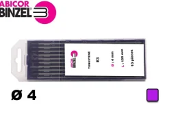 10 électrodes 150 mm, tungstène E3, Ø 4.0 mm - Lila - Binzel -