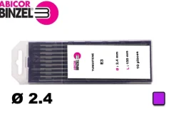 10 électrodes 150 mm, tungstène E3, Ø 2.4 mm - Lila - Binzel -