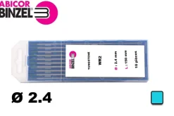 10 électrodes 150 mm, tungstène, Ø 2.4 mm - Turquoise - Binzel -