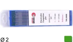 10 électrodes 150 mm, tungstène pur, Ø 2 mm - Vert - BINZEL