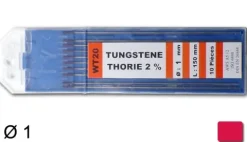 10 électrodes 150 mm, tungstène thorié, Ø 1 mm - Rouge