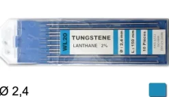 10 électrodes 150 mm, tungstène WL20, Ø 2,4 mm - Bleu