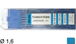 10 électrodes 150 mm, tungstène WL20, Ø 1,6 mm - Bleu