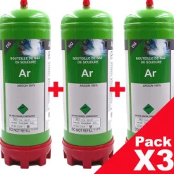 PACK (X3) BOUTEILLES GAZ ARGON PUR jetable 2,2 Litres - Soudure Aluminium