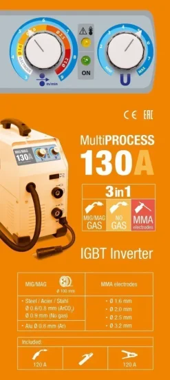 Poste de soudure MIG EASYMIG 130 -120A 230V - 3 EN1 - GYS