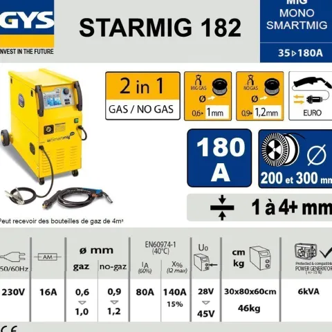 Poste de soudure MIG SMARTMIG 182 180A 230V - 2 EN1 - GYS