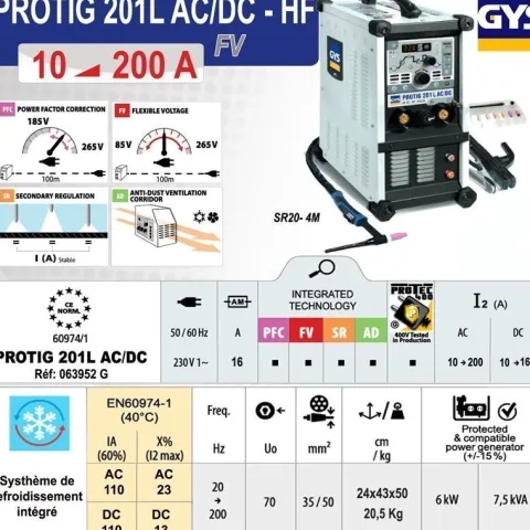 Poste de soudure PROTIG 201 L AC/DC à REFROIDISSEMENT LIQUIDE - GYS