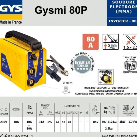Poste à souder GYSMI 80P - Livré en boite carton - GYS
