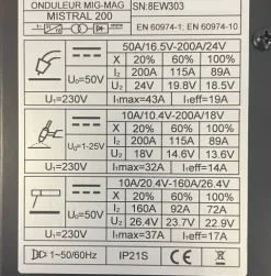 Poste à souder MIG/MAG - EASYLINE MISTRAL 200 - EASYWELD -