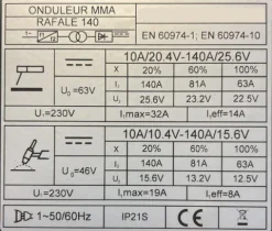 Poste à souder MMA - EASYLINE RAFALE 140 - EASYWELD "NEW 2026"