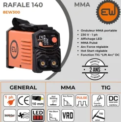 Poste à souder MMA - EASYLINE RAFALE 140 - EASYWELD 