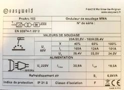 Poste à souder PROARC 160 - EASYWELD - DESTOCKAGE