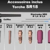 Torche TIG SR18 à lamelle - 8M - connecteur 35/50 (AMPHENOL)